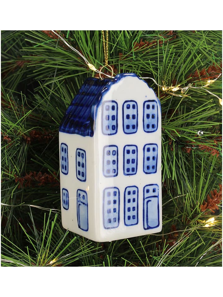 Kersten 2er-Set: Christbaumkugeln ''Canal House'' in Weiß/ Blau - (H)9 cm günstig kaufen onesize