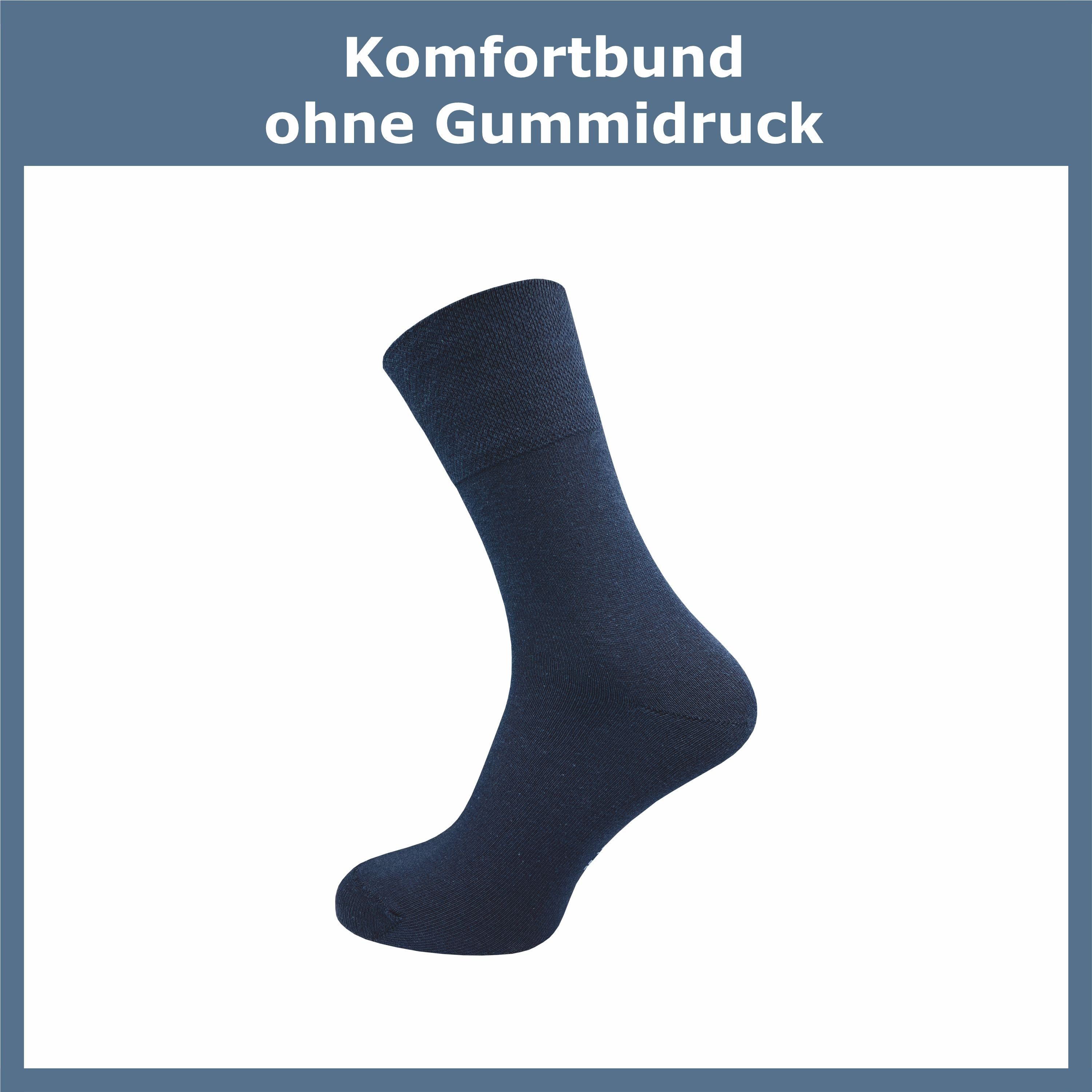 GAWILO Diabetikersocken für Damen, ohne Gummidruck & ohne drückende Naht - Business Socke (6 Paar) extra breiter Piquet-Strick am Komfortbund; in schwarz, grau & weitere
