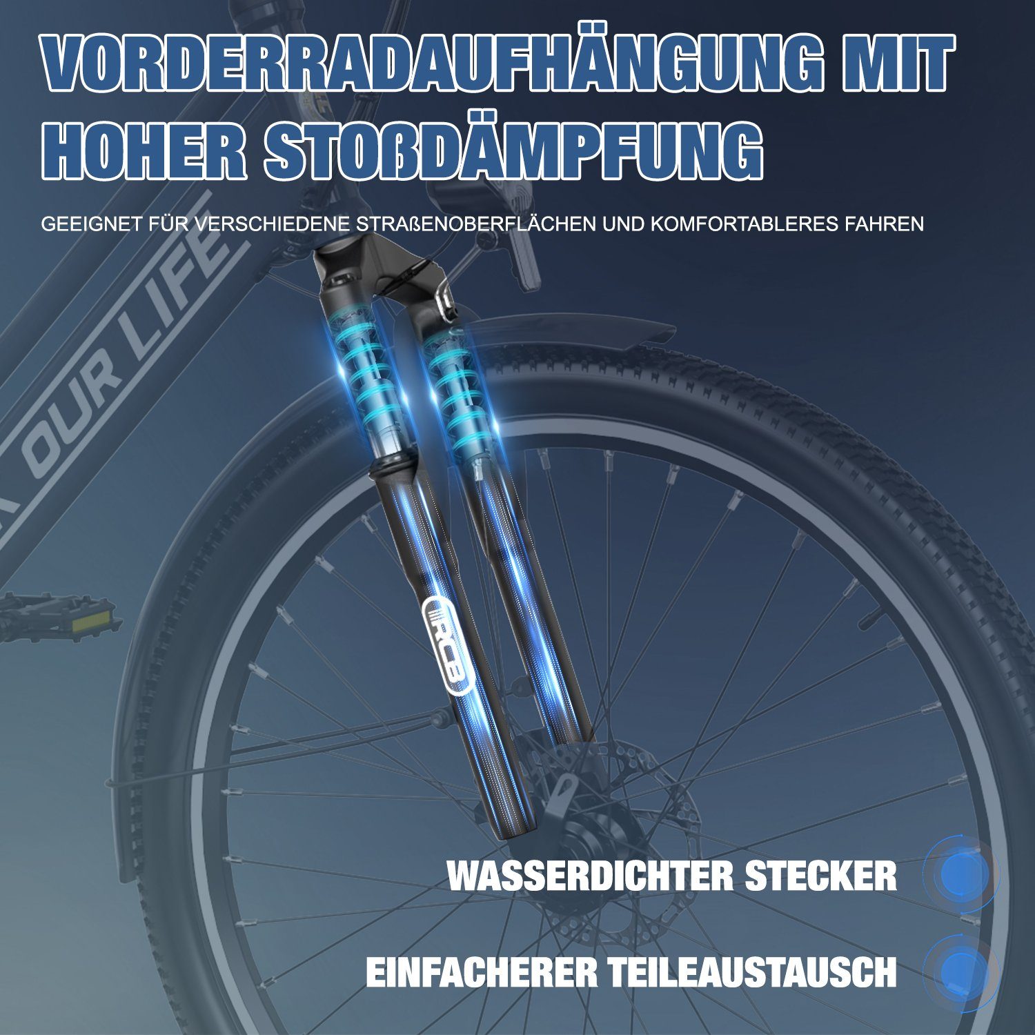 RCB E-Bike 26 Zoll Elektrofahrrad 36V 12AH, 250W Cityräder für Damen Herren, 7 Gang SHIMANO, Heckmotor