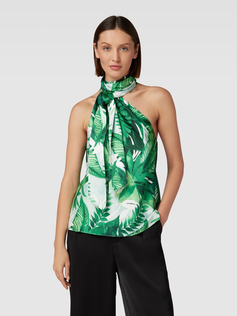 Crop Top mit floralem Allover-Muster in grün
