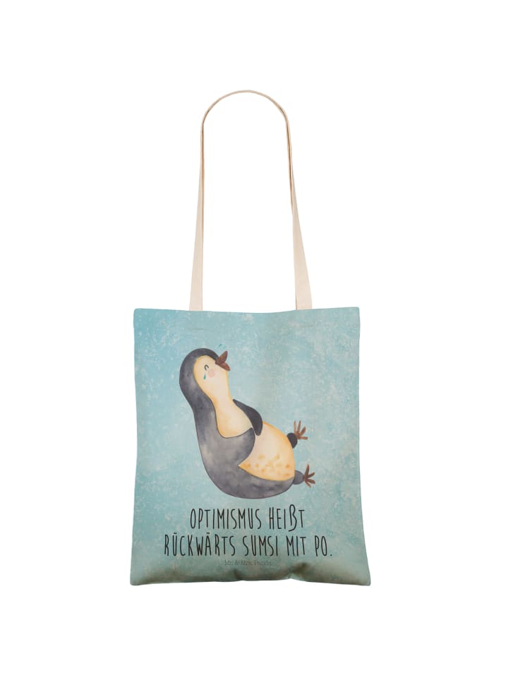 Mr. & Mrs. Panda Einkaufstasche Pinguin Lachen mit Spruch in Eisblau günstig kaufen onesize