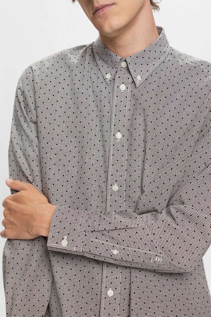 Gemustertes Button-Down-Hemd, 100 % Baumwolle