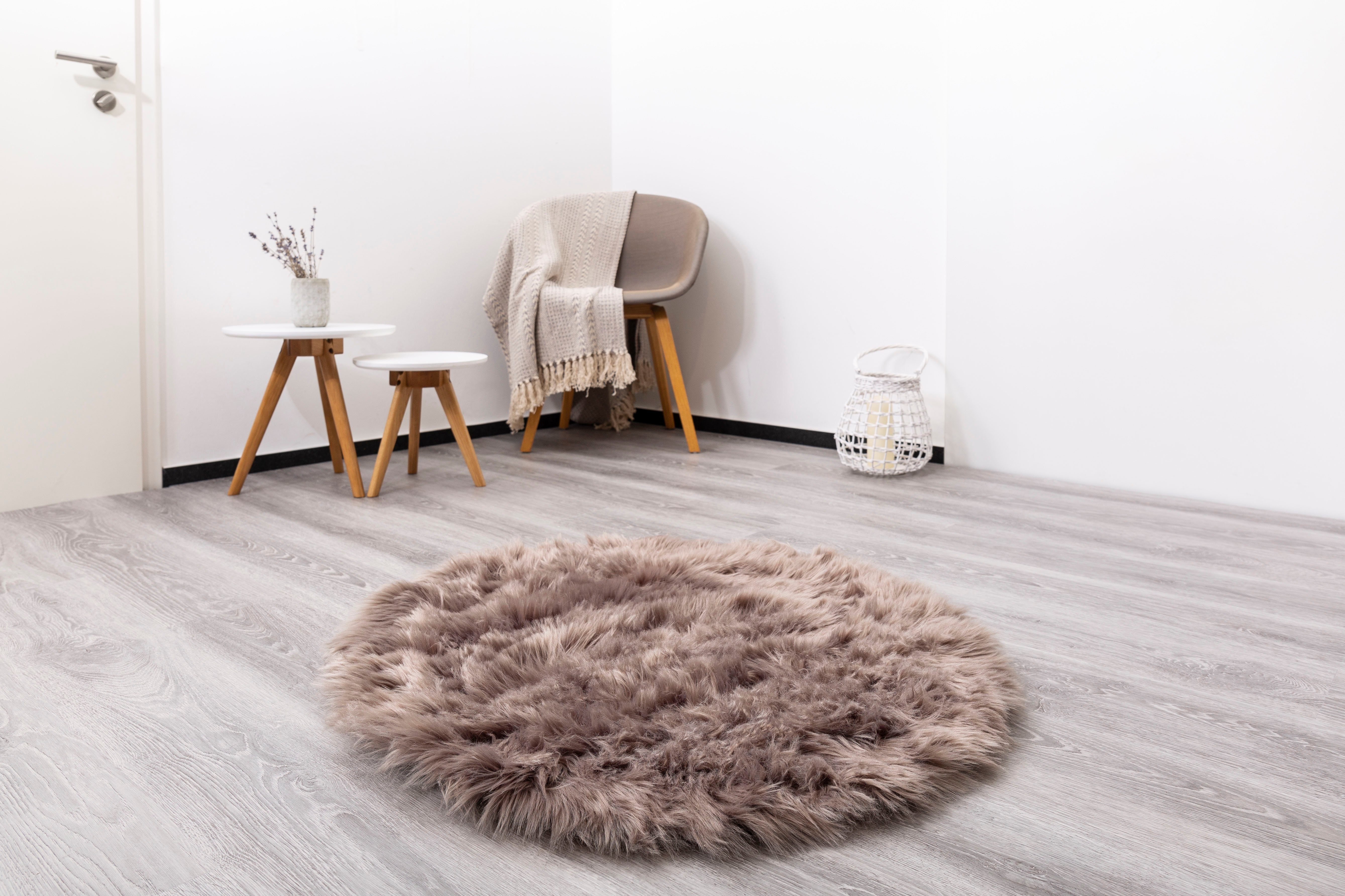 Fellteppich Ovium, Andiamo, rund, Höhe: 60 mm, Kunstfell, weicher & flauschiger Hochflor