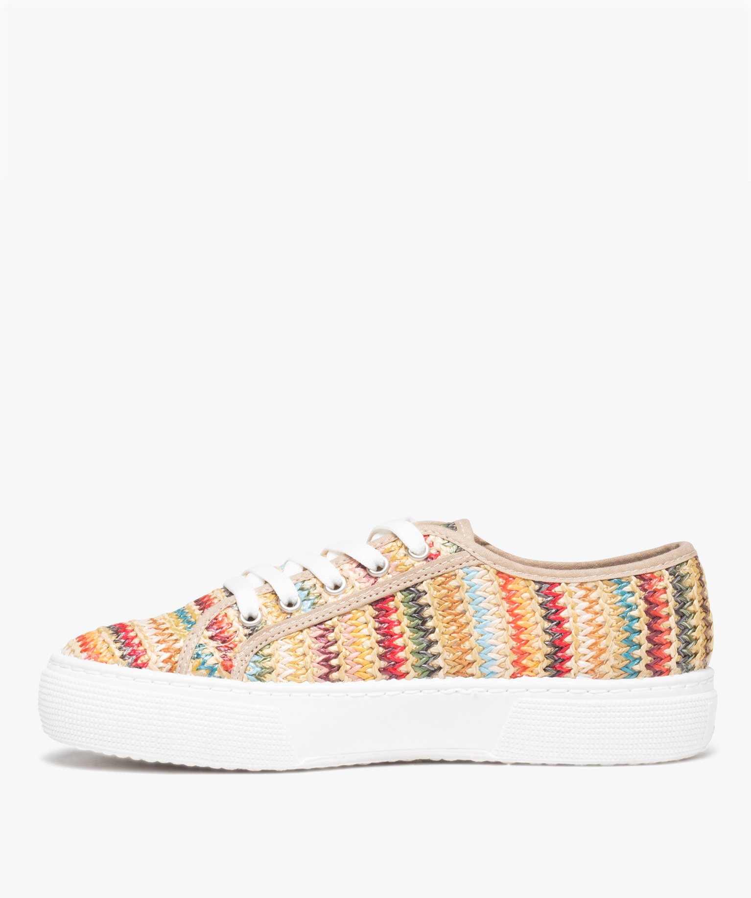 Baskets femme multicolores en toile et à talon compensé multicolore | GEMO