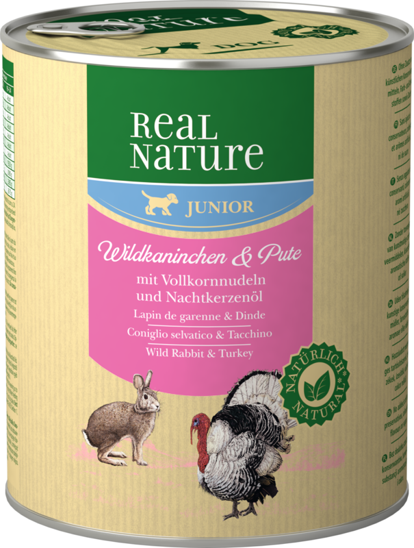 REAL NATURE Hundenassfutter REAL NATURE Junior Wildkaninchen & Pute 12x800 g