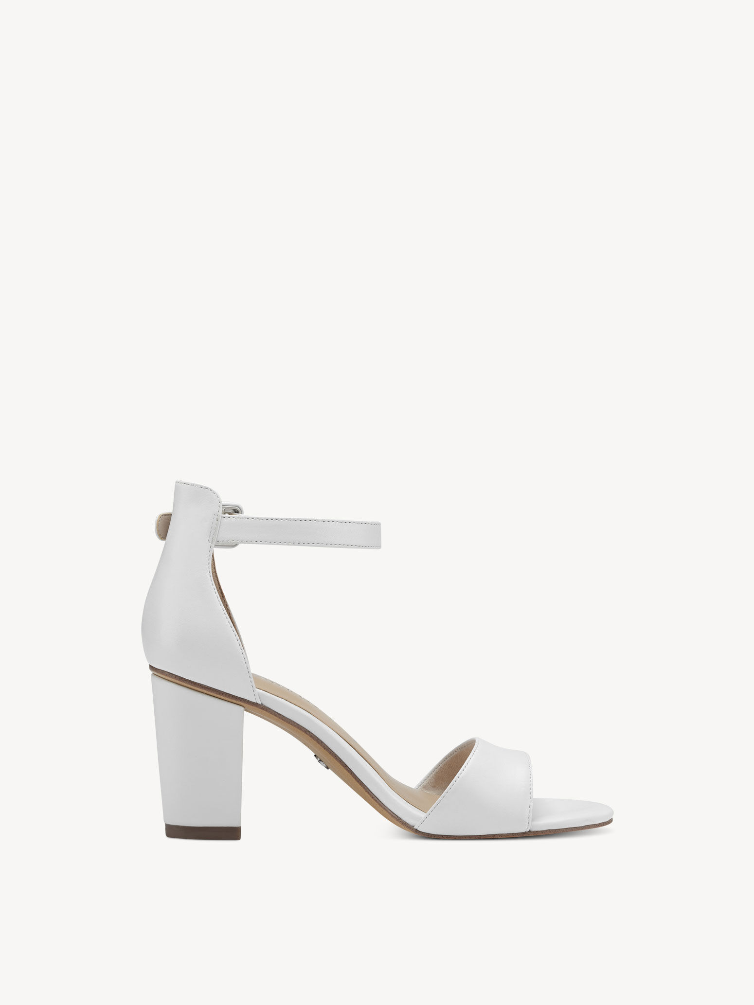 Sandale à talon en cuir - blanc