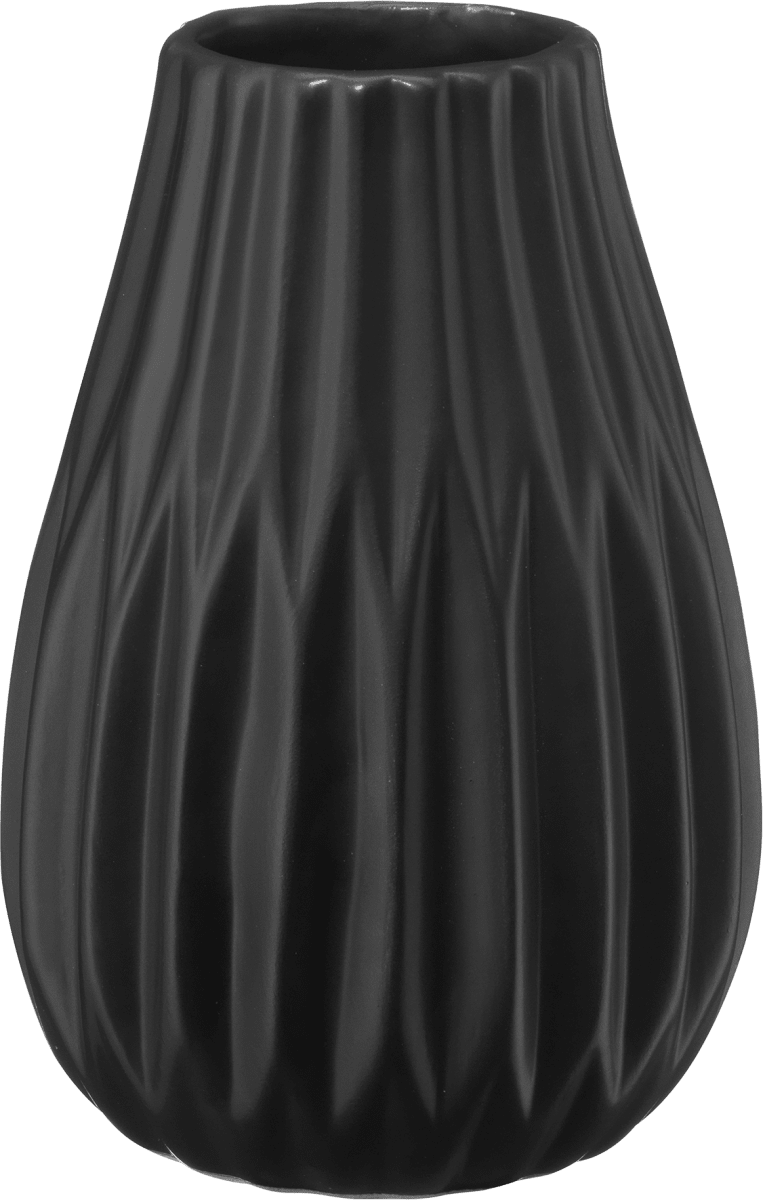 Keramikvase mit Rillen schwarz, 1 St