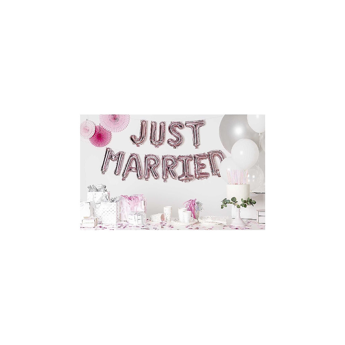 Folienballon Set Just Married, Rosa