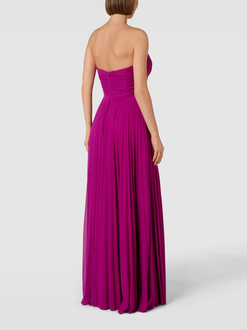 Abendkleid mit Plisseefalten in fuchsia