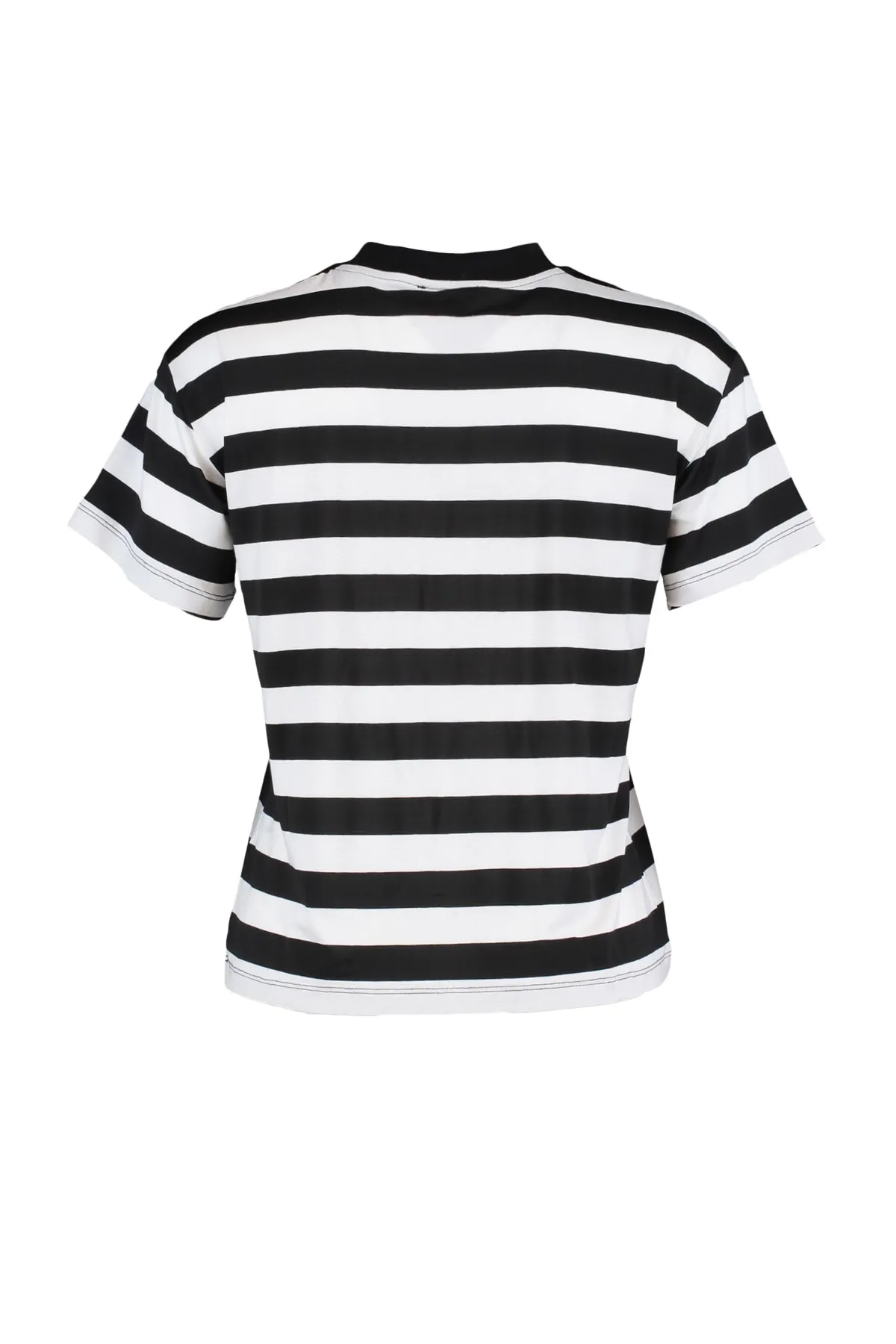 Trendyol Collection  Schwarz-weiß gestreiftes Basic-Strick-T-Shirt mit hohem Kragen TWOSS21TS1204