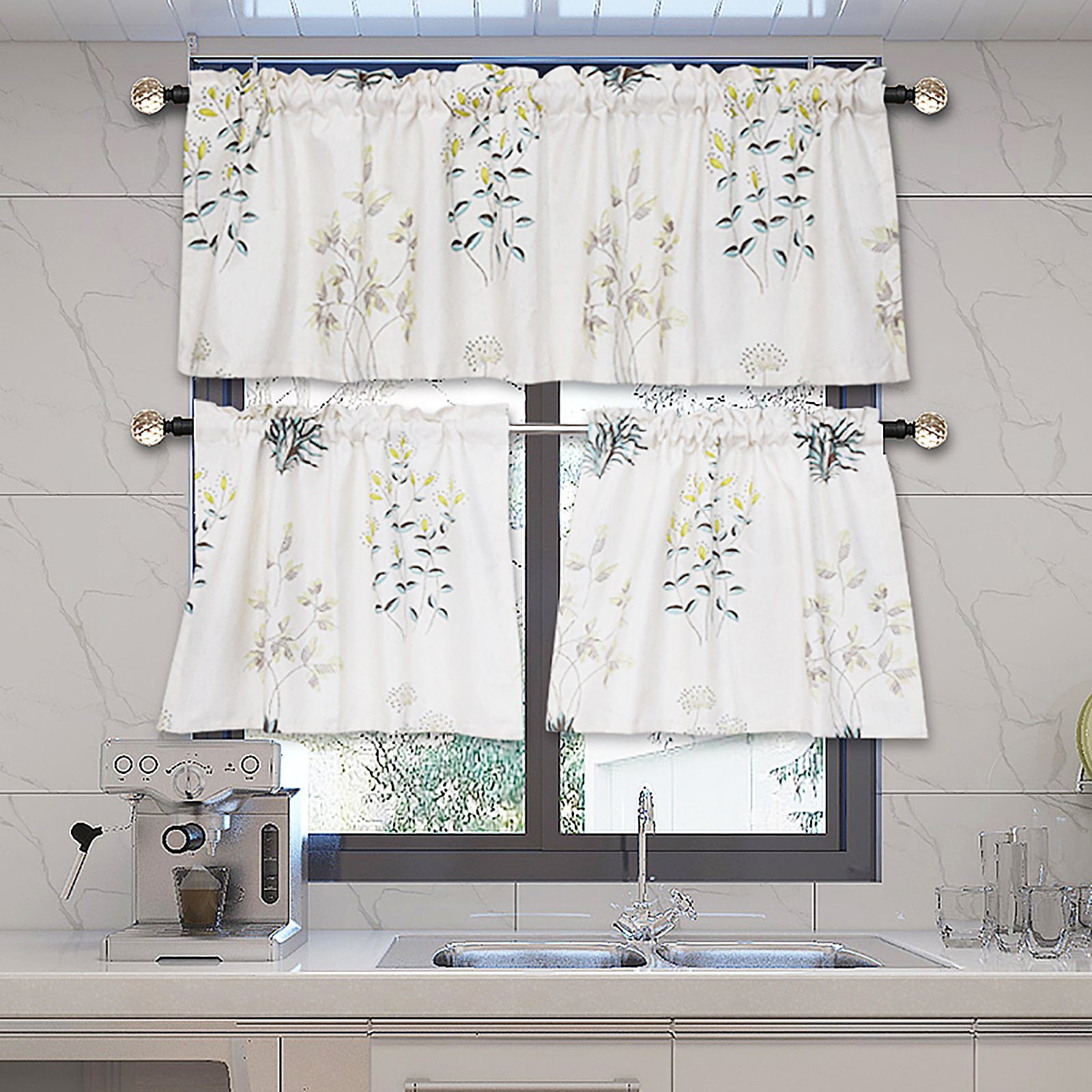 Scheibengardine F12WH00132, HOMEIDEAS, Stangendurchzug (1 St), verdunkelnd, Polyester, Kleiner Gardine, kurz Verdunkelungsvorhang