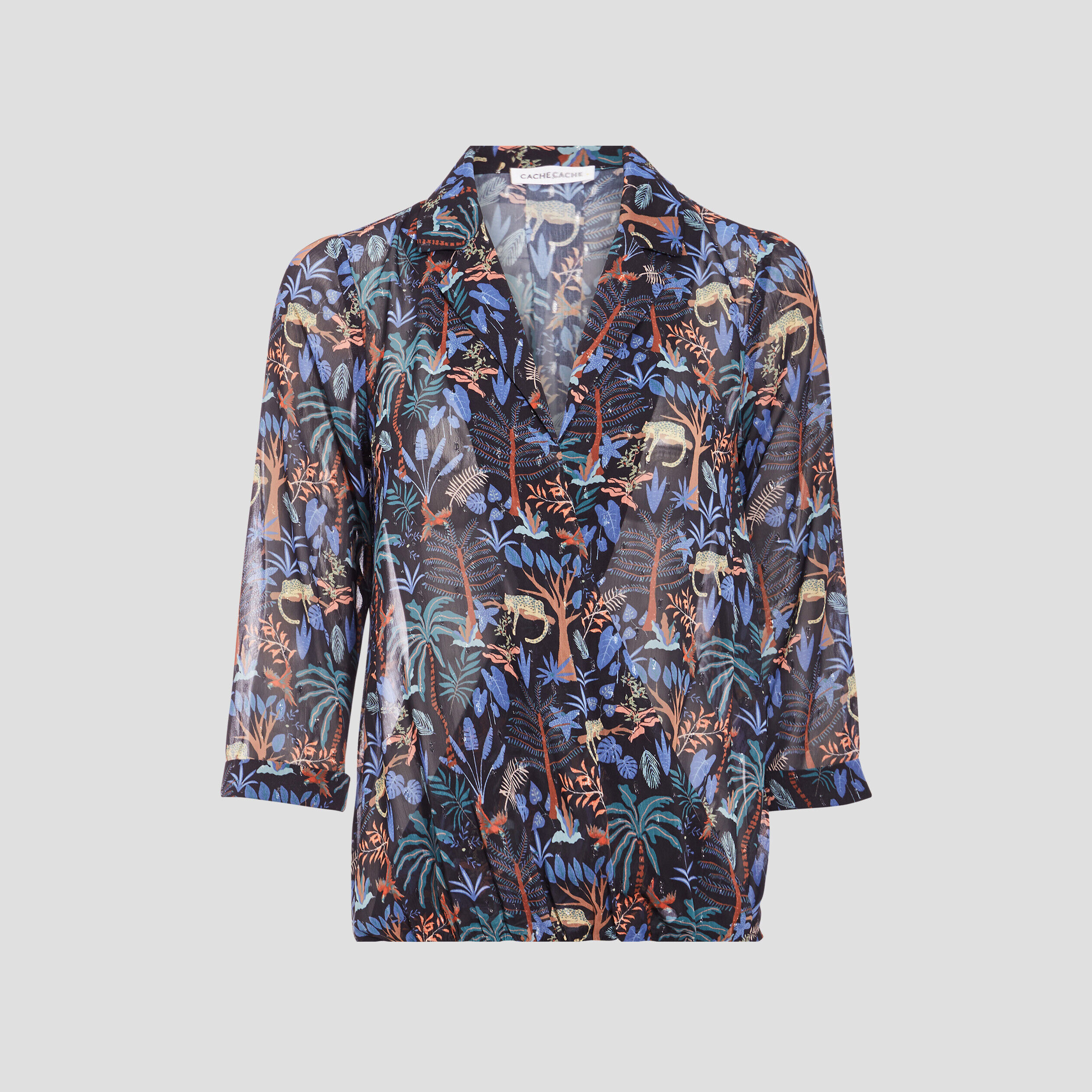 Blouse manches 3/4 noir femme | Cache Cache
