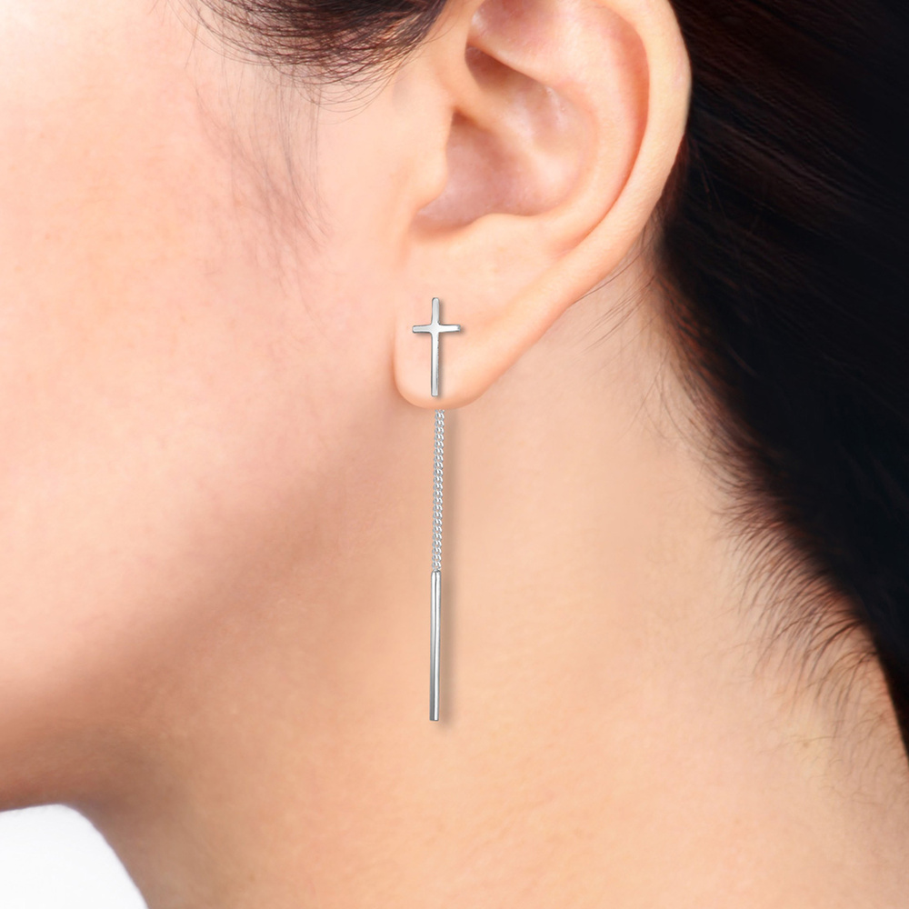 Elli Elli Boucles d'Oreilles Ohrhänger Kreuz Symbol Geo Blogger 925er Silber Boucles d'oreilles