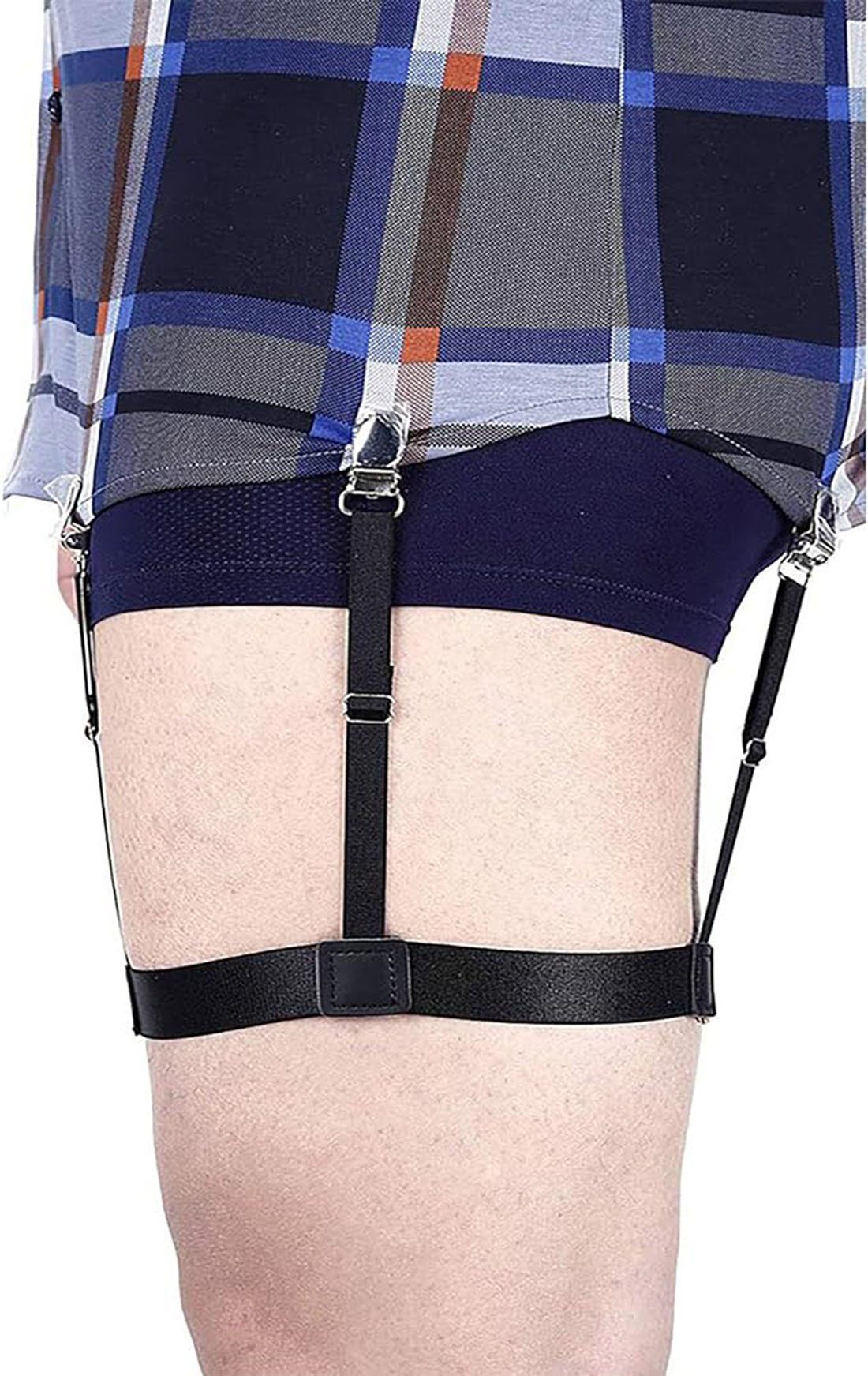 CTGtree Hosenträger Hosenträger Herren Hemdhalter verstellbar elastisch Schwarz