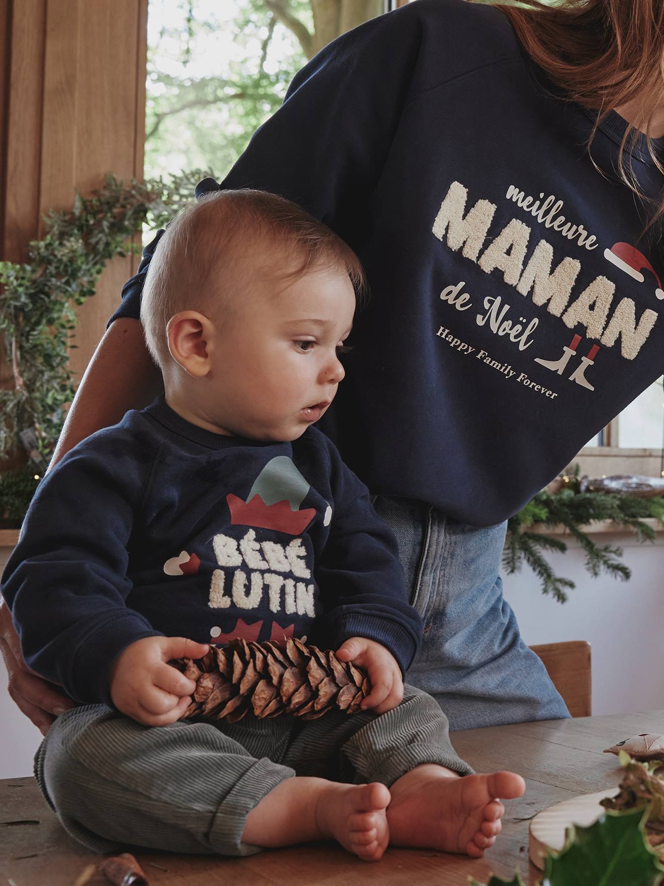 Vertbaudet Baby Weihnachts-Sweatshirt Capsule Collection HAPPY FAMILY FOREVER - marine
