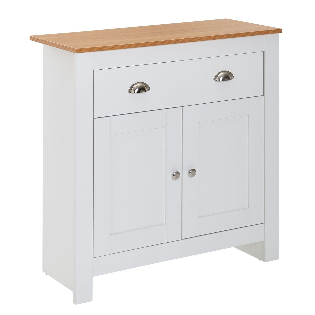 Wohnling Sideboard 79x81x34,5 cm Weiß / Eiche
