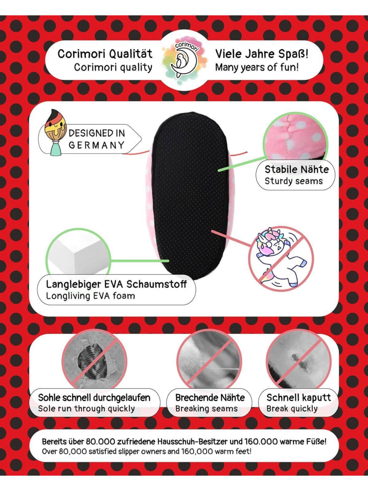 Corimori Hausschuhe Miraculous Ladybug Erwachsene Onesizes 35-44 in Rot günstig kaufen 34-44