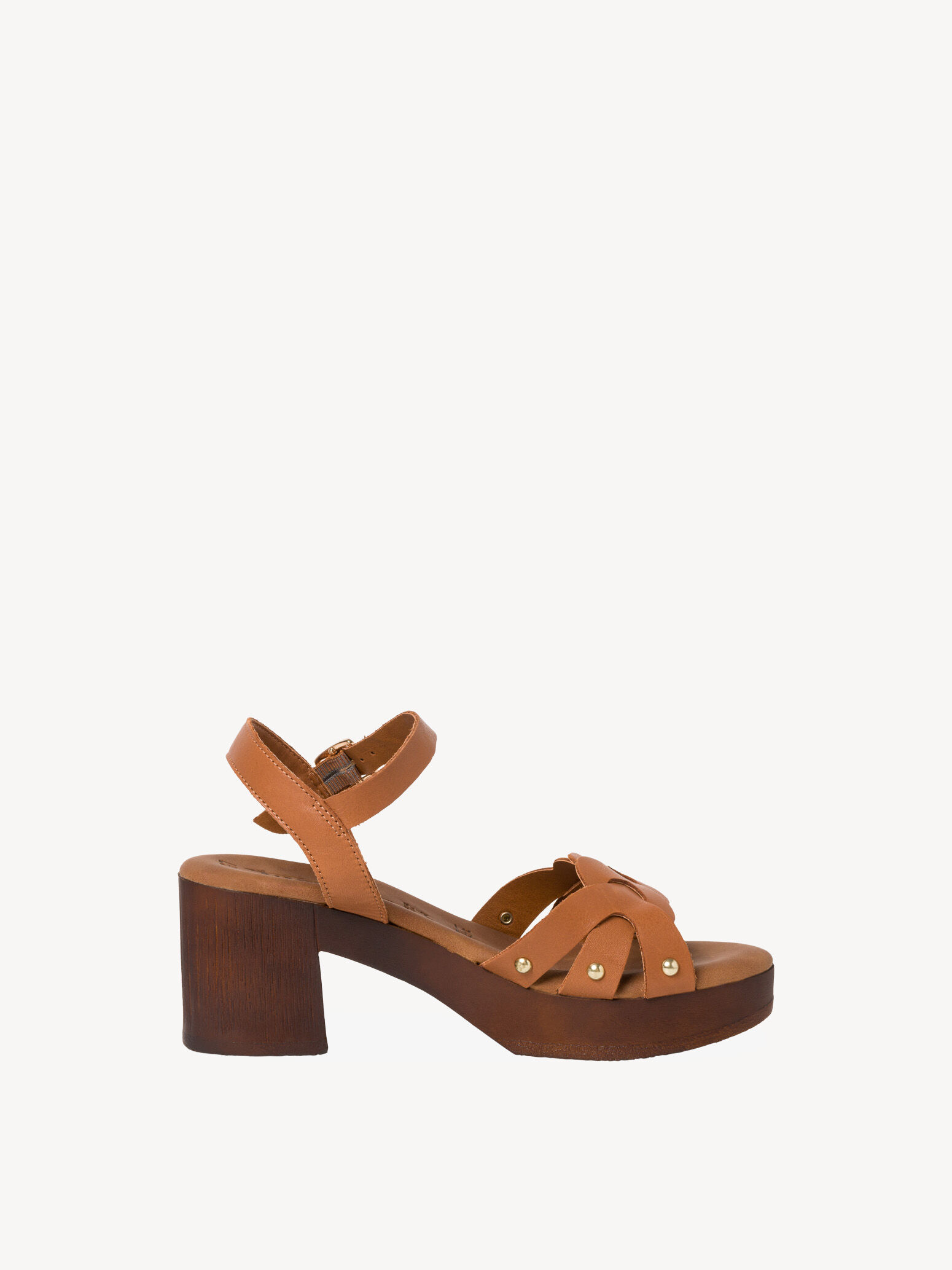 Sandale à talon en cuir - beige