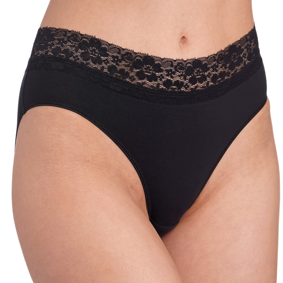 5 Damen Slips mit Spitze am Bund