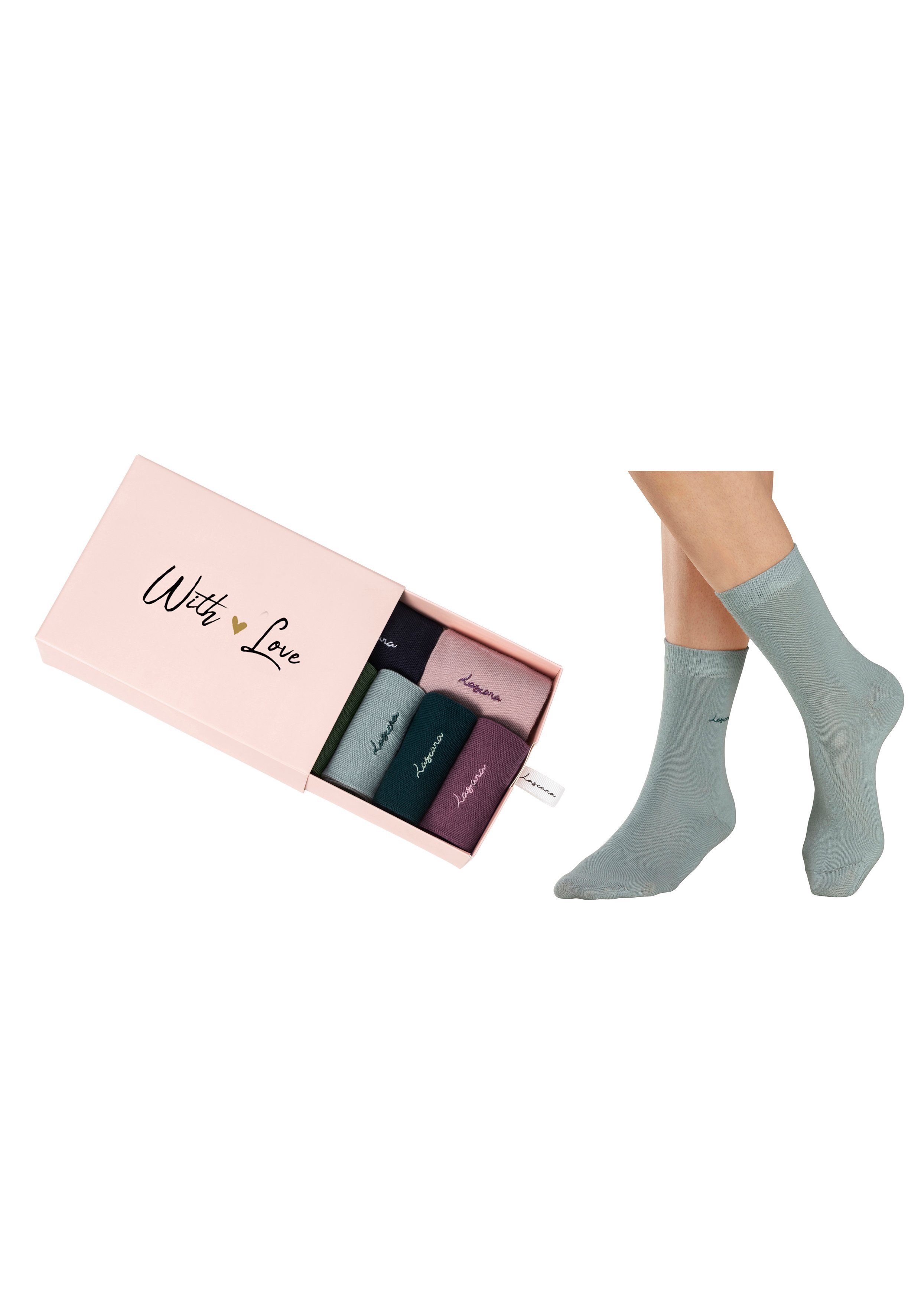 LASCANA Basicsocken (Set, 7-Paar) mit hochwertiger Logo Stickerei