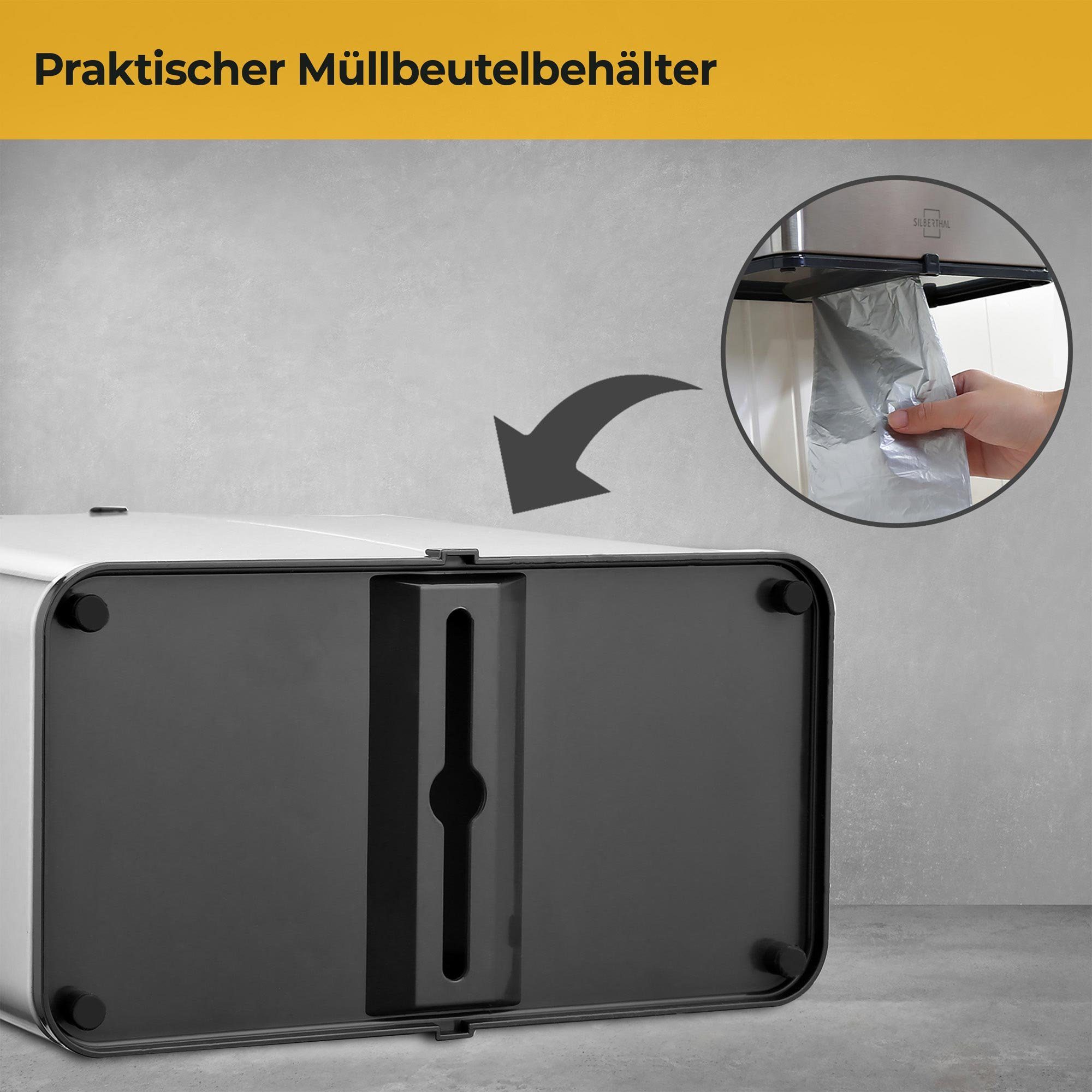 SILBERTHAL Biomülleimer Küche klein 3L mit Deckel, geruchsdicht mit Deckel, Innenbehälter spülmaschinenfest