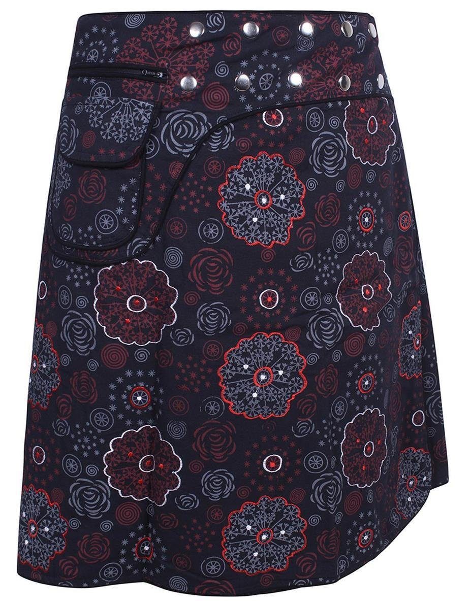 Vishes Wickelrock Rock Wickeln Druckknöpfe Sidebag Blumen bedruckt Elfen, Goa, Ethno Style