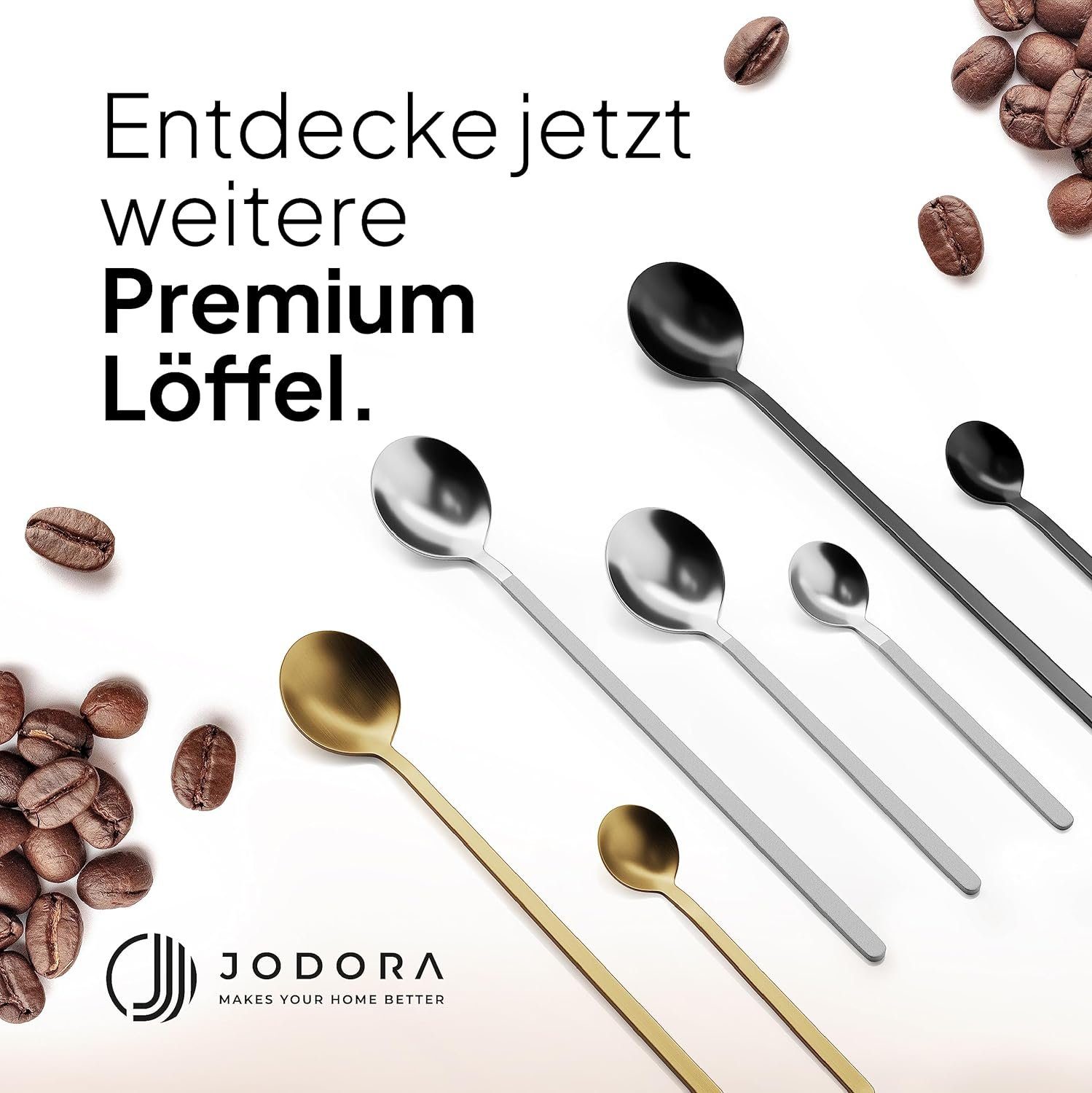 JODORA Latte-Macchiato-Löffel JODORA Design Latte Macchiato Löffel 19cm, Rostfrei, stabil, spülmaschinenfest