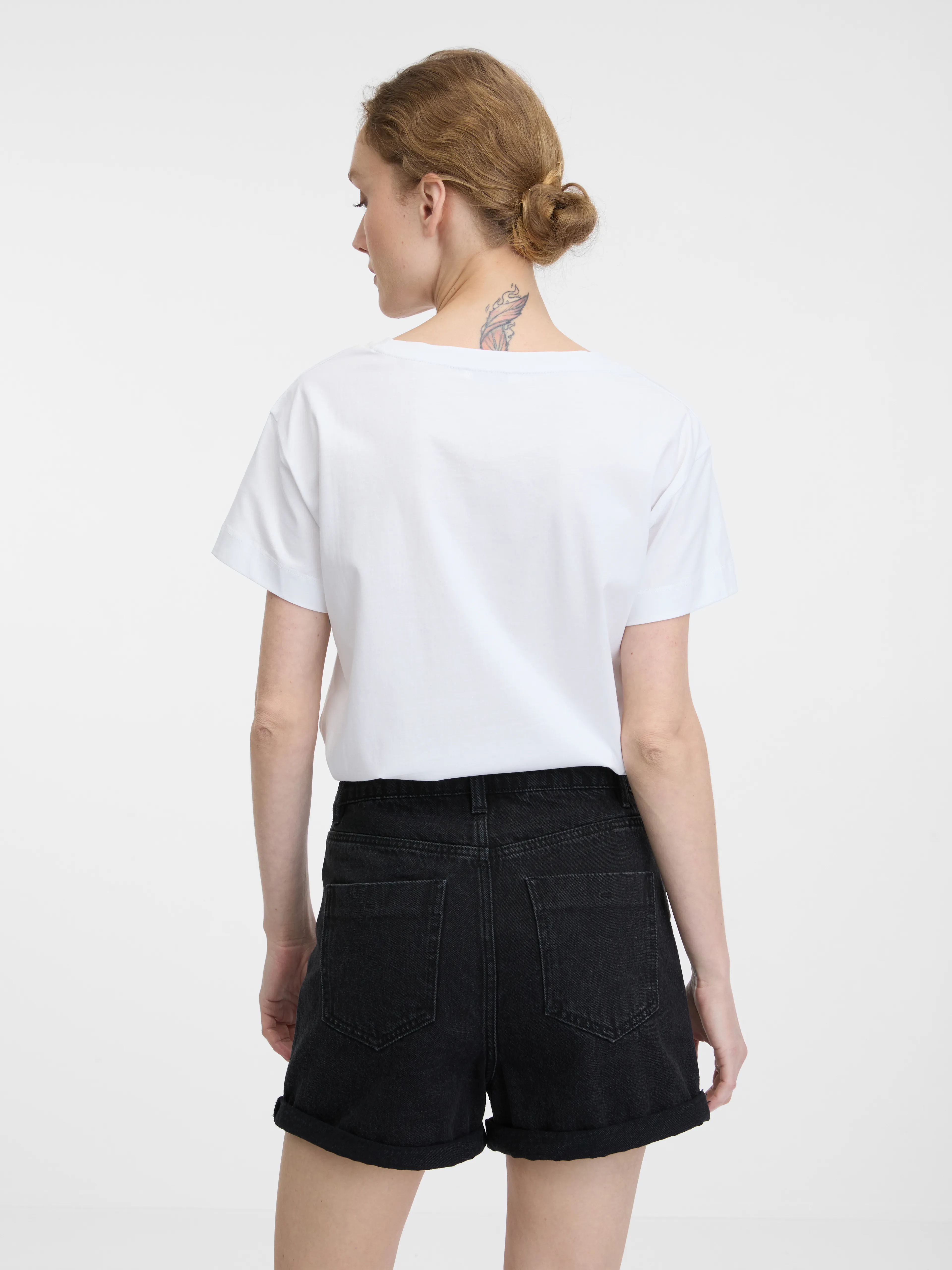 Weißes Damen-T-Shirt mit kurzen Ärmeln ORSAY