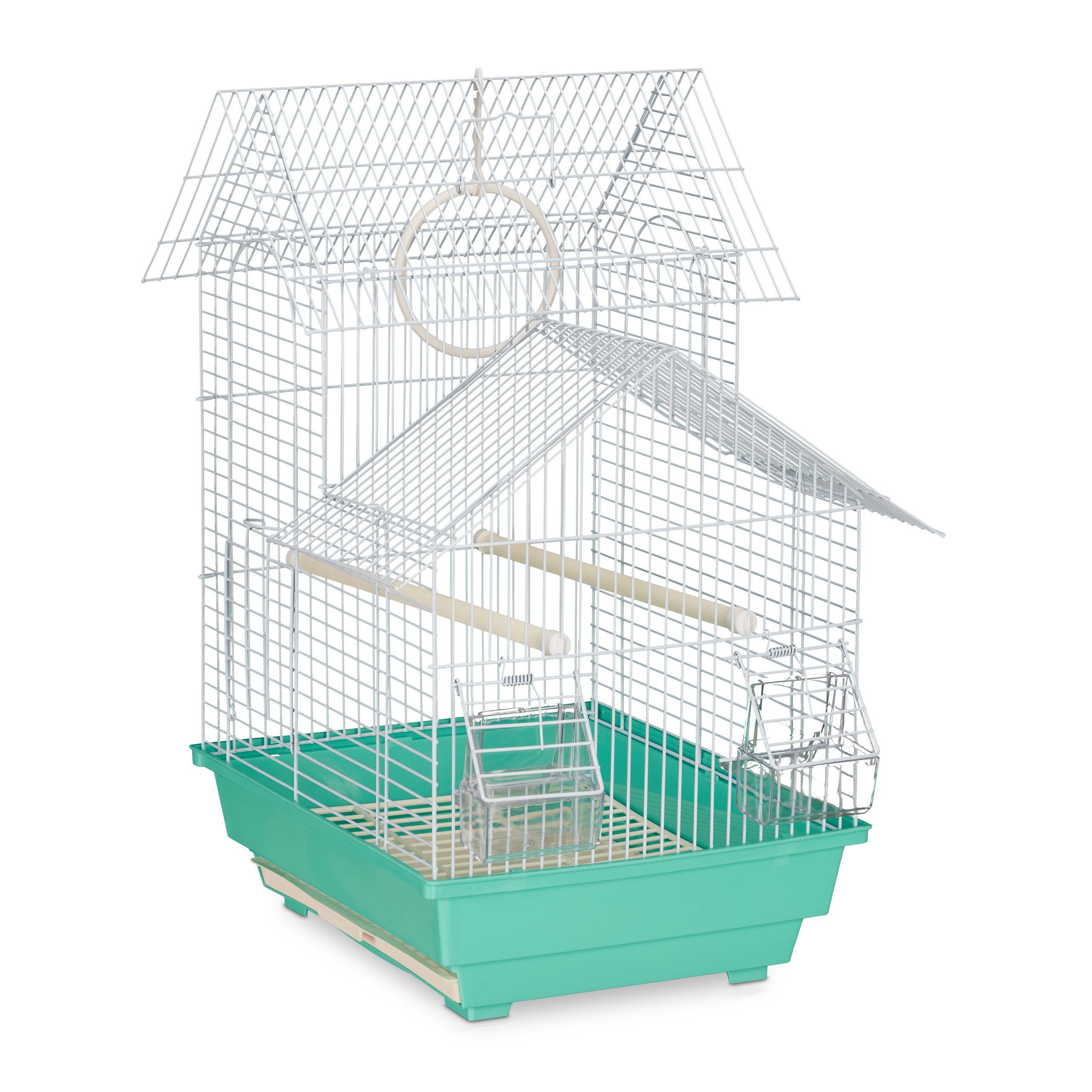 relaxdays Vogelkäfig Vogelkäfig mit Spitzdach, Grün