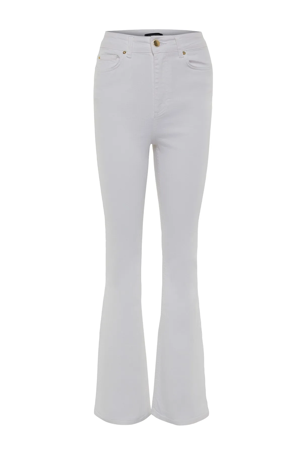 Trendyol Collection  Weiße Schlagjeans mit hoher Taille TWOSS23JE00203