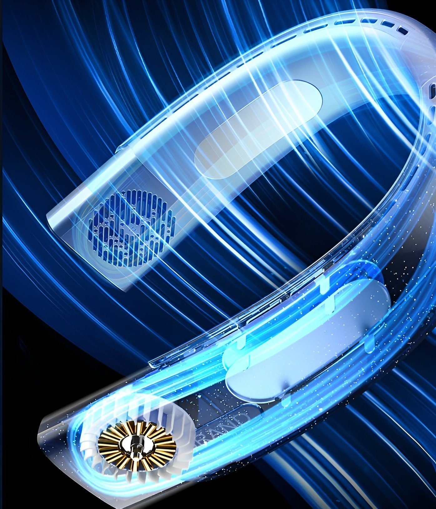 Suzakuin Mini USB-Ventilator Tragbarer Nackenventilator mit LCD-Display und TEC-Kühlsystem