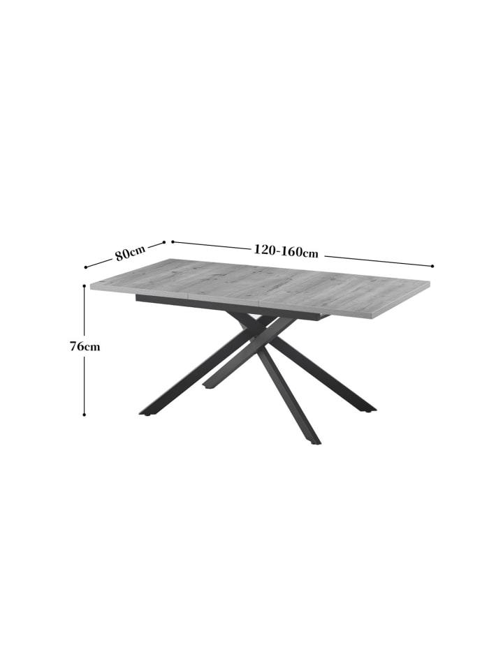 B&D Home Ausziehstisch LARS in Natureiche - (B)120-160 x (H)76 x (T)80 cm günstig kaufen onesize