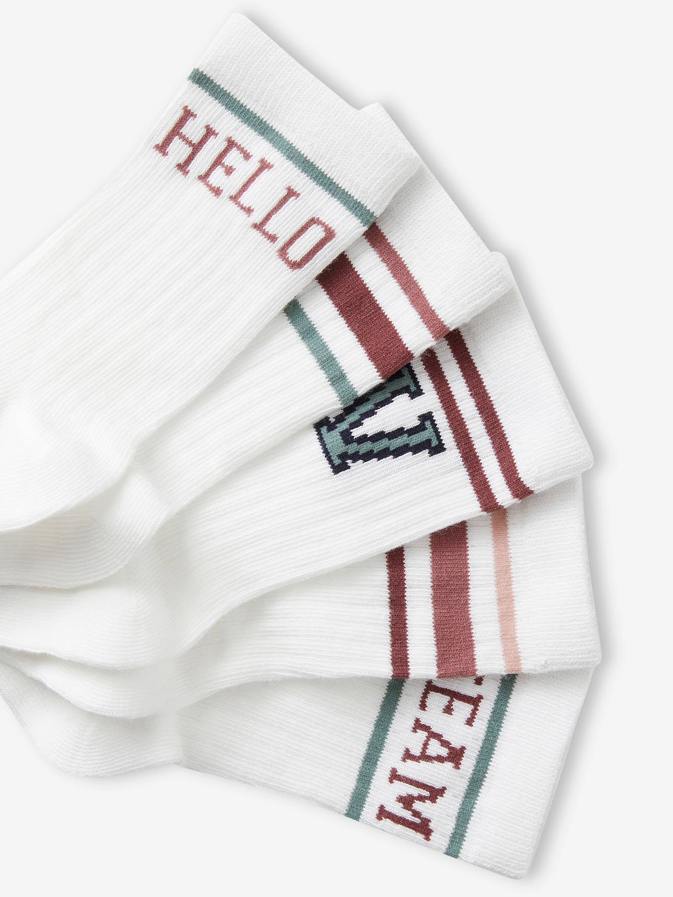 Lot de 5 paires de chaussettes sport fille écru