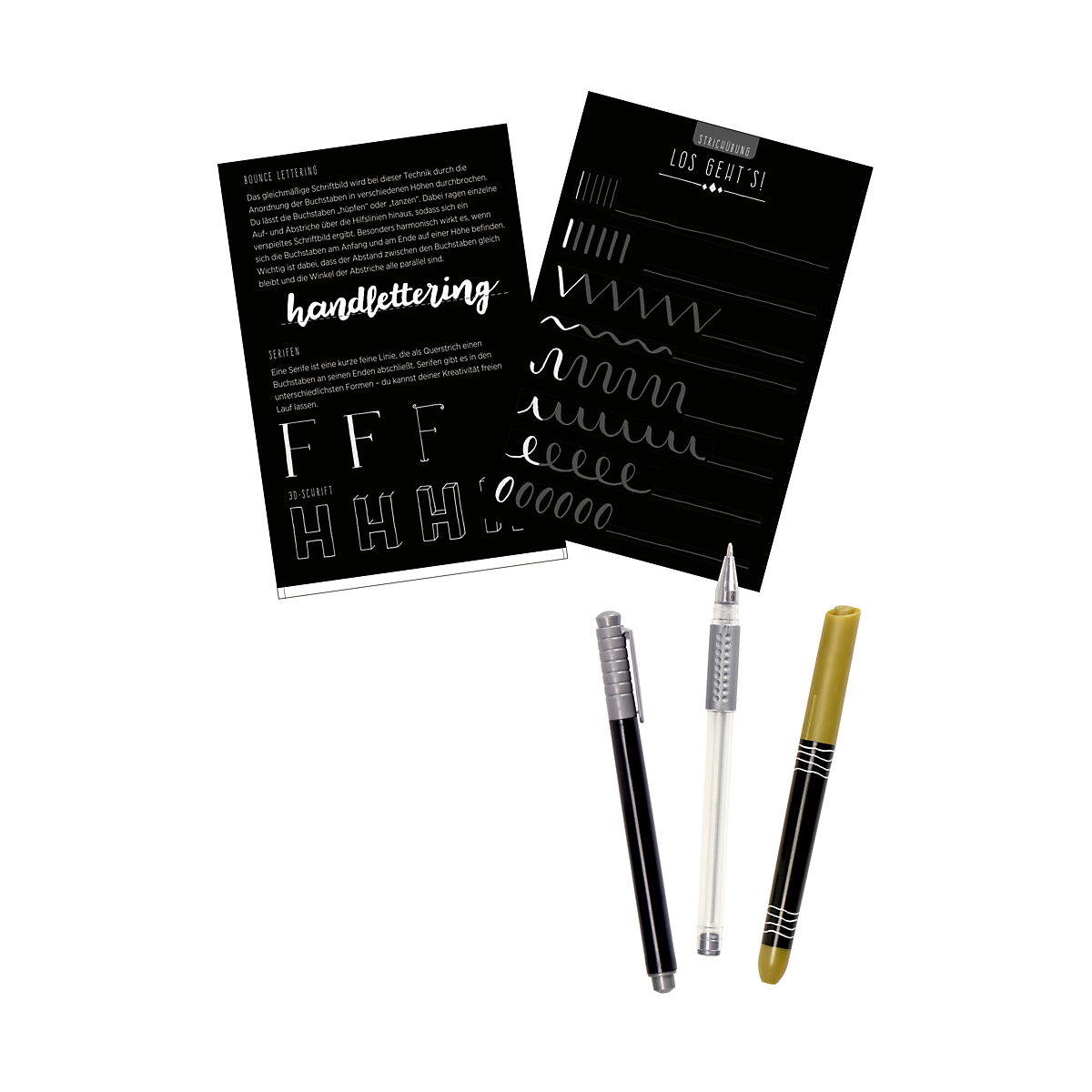 Kreativset Handlettering, inkl. Anleitungsheft & Stiften