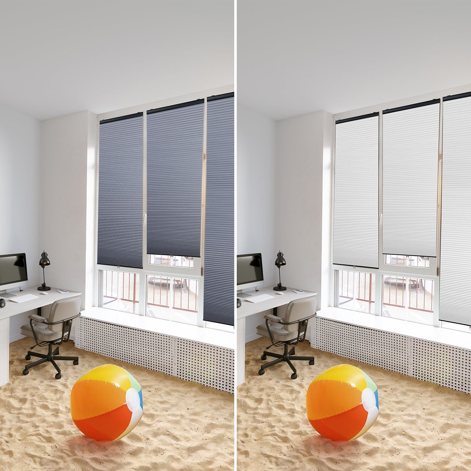 Verdunklungsrollo Wabenplissee mit Bohren Verdunkelung Rollo 100% verdunkelnd Blickdicht, Sekey, Bohren, verspanntauf, Kabelloses Design ist sicherer, Lichterschutz, Aluminiumschiene