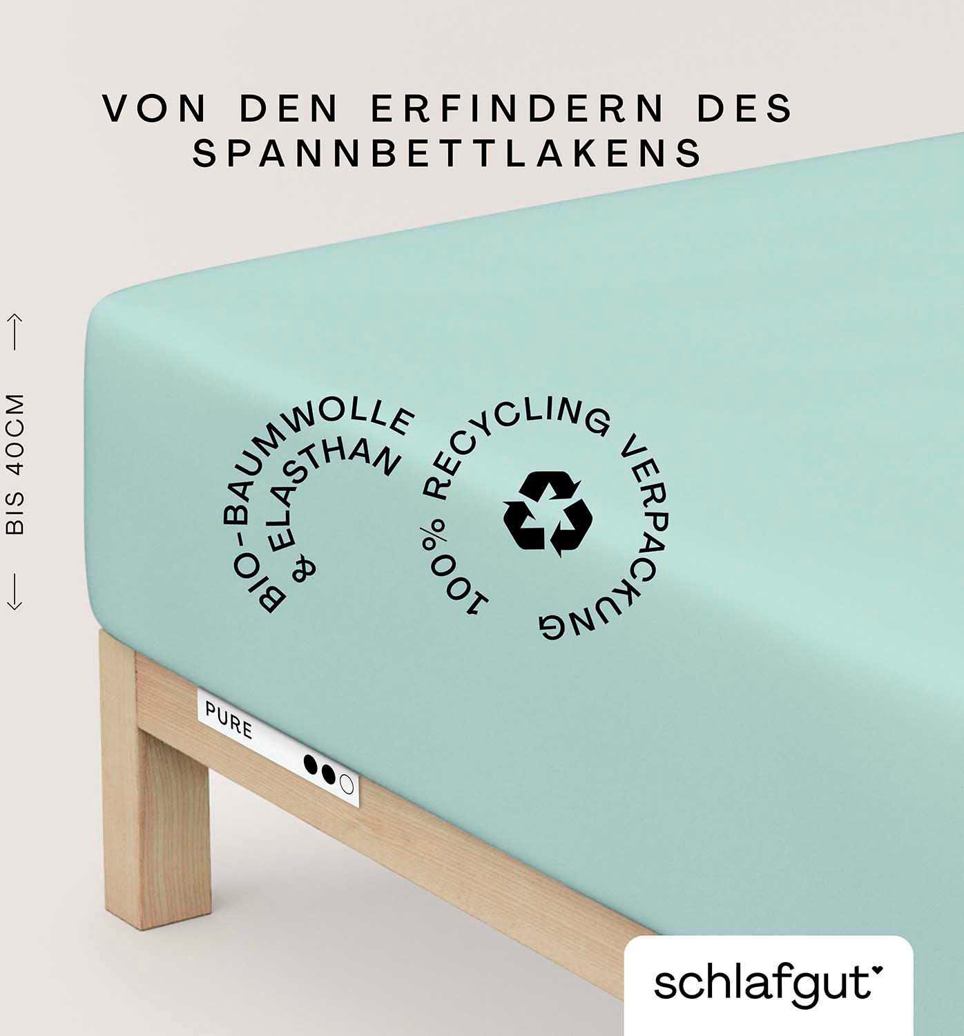 Spannbettlaken PURE BOXSPRING in Gr. 90x200, 140x200 oder 180x200, für Boxspringbett, Schlafgut, Jersey-Elasthan, Gummizug: rundum, (1 Stück), aus Bio-Baumwolle, für Matratzen bis 40 cm Höhe, Bettlaken