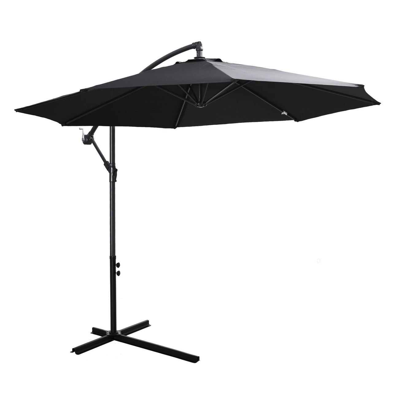 Outsunny Sonnenschirm mit Handkurbel Schwarz Ø3 x 2,5H m