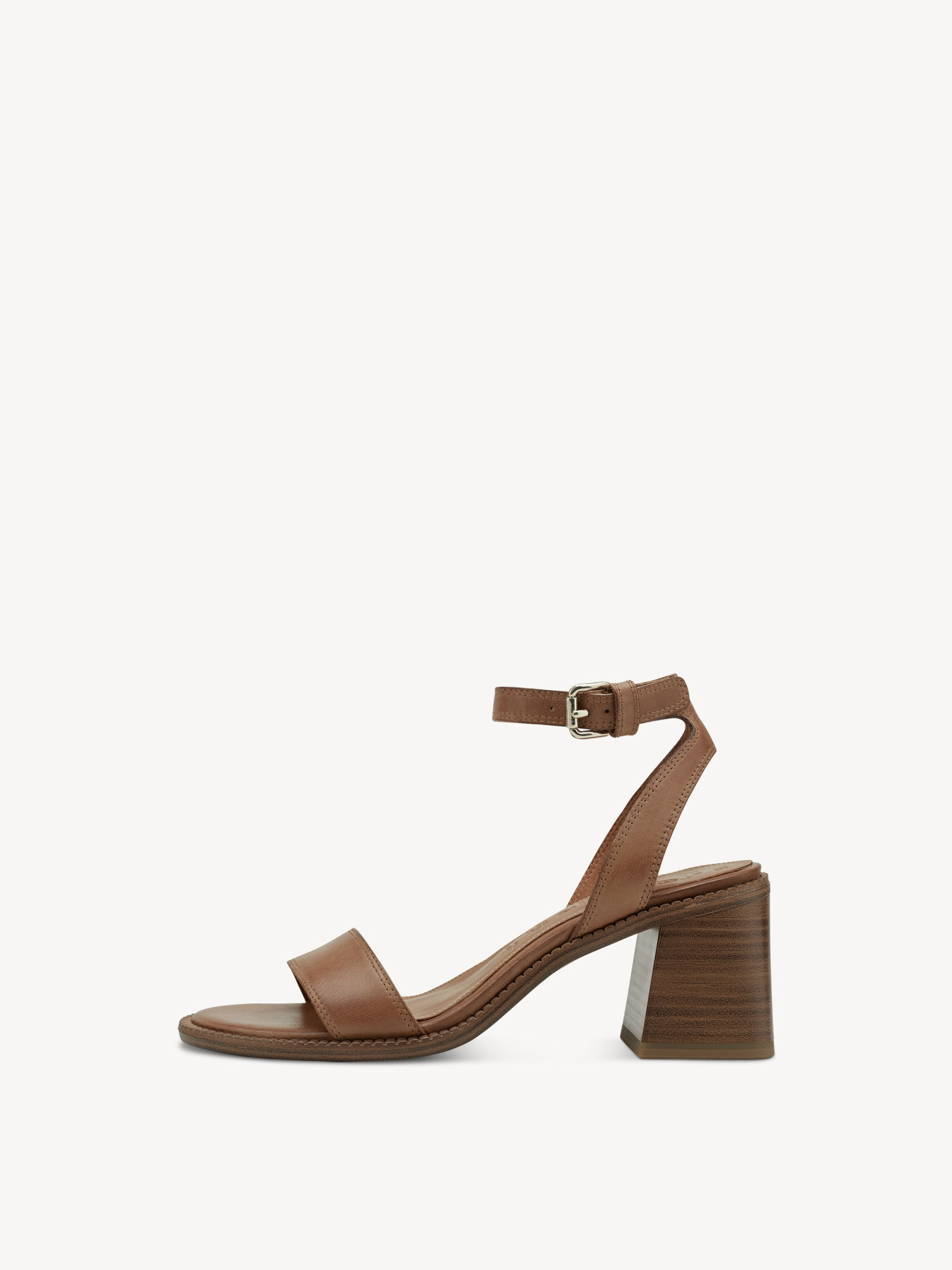 Sandale à talon en cuir - marron