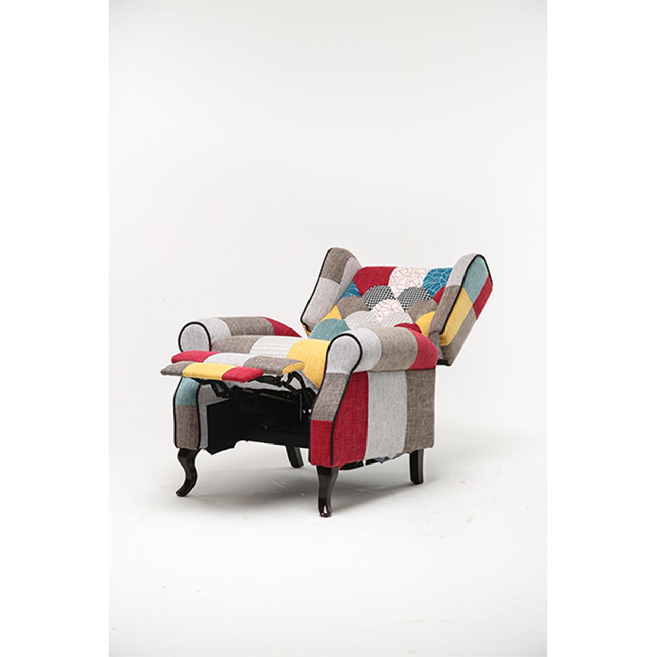 Better Home Skandinavischer Sessel mit verstellbarer Rückenlehne PICO, stoffbezug Patchwork bunt
