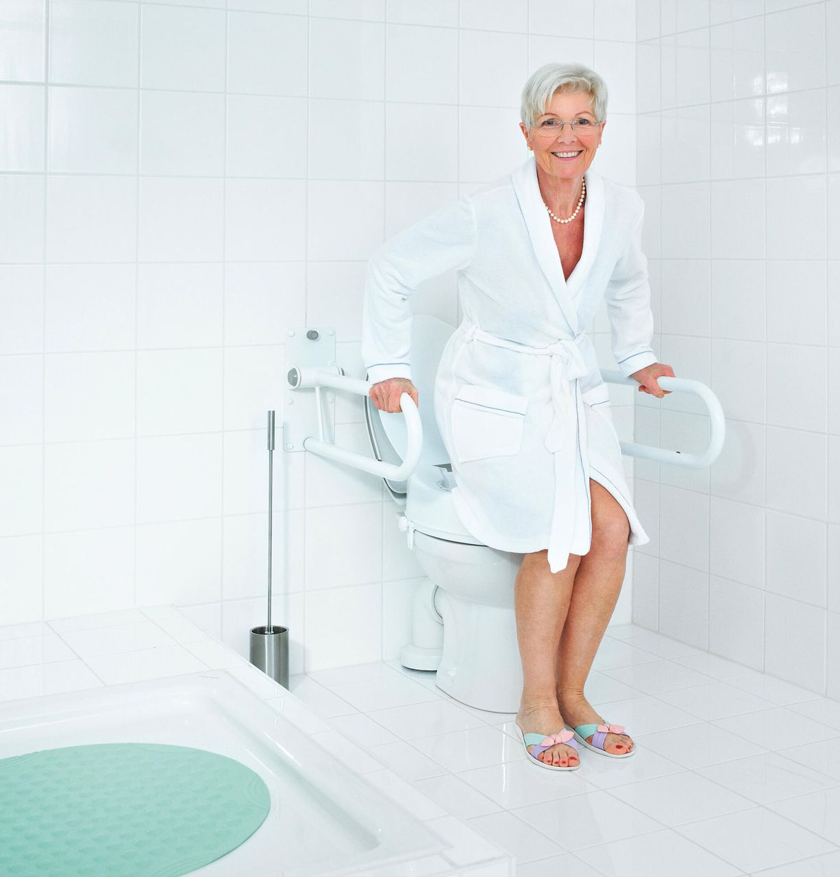 Ridder WC-Aufstehbügel Tim ca. 55,5 cm, weiß, klappbar, Stahl