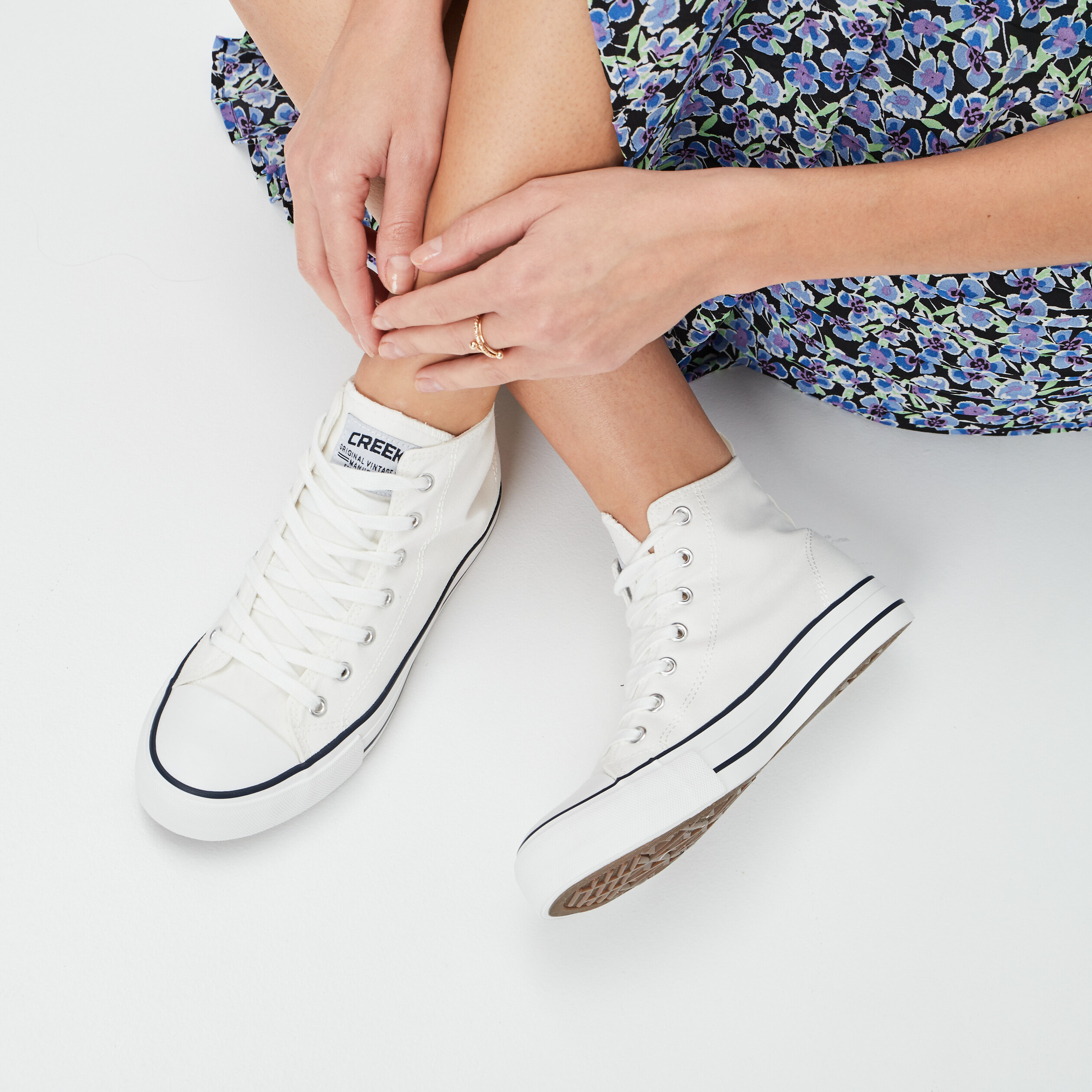 Baskets montantes en toile Creeks blanc femme | La Halle