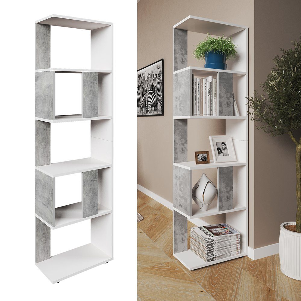 Vicco Raumteiler Bücherregal Standregal Klein Weiß Beton