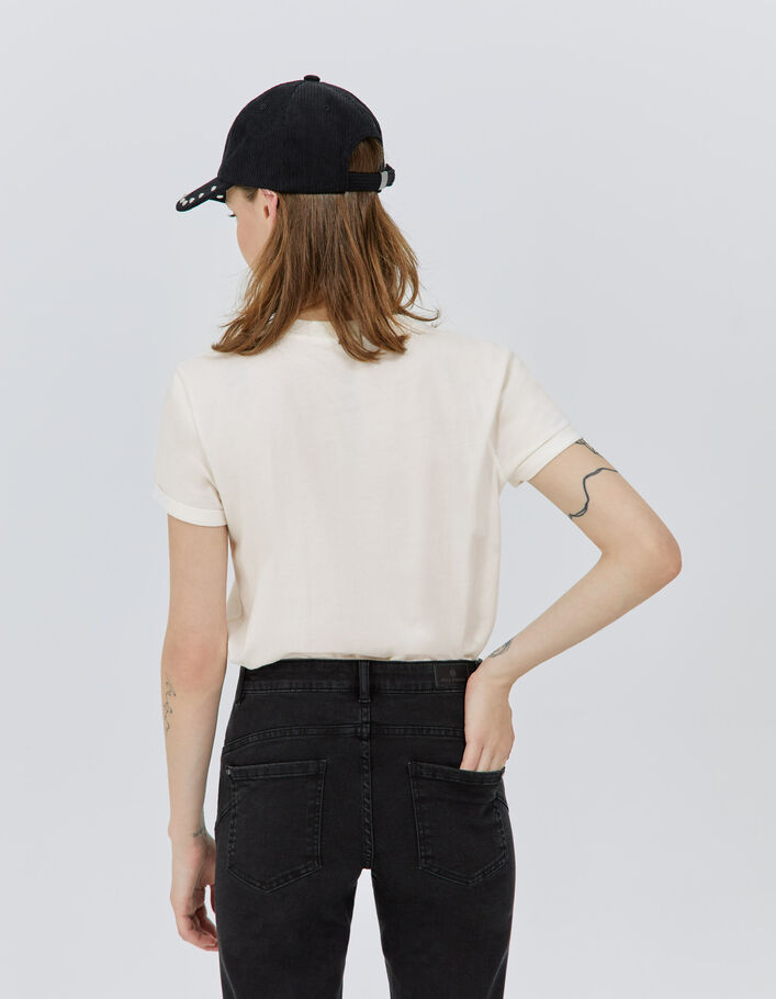 Tee-shirt écru visuel collage arty rock and love Femme