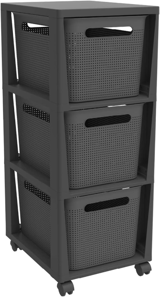 Rotho Brisen Rollcontainer mit 3 Schubladen Anthrazit