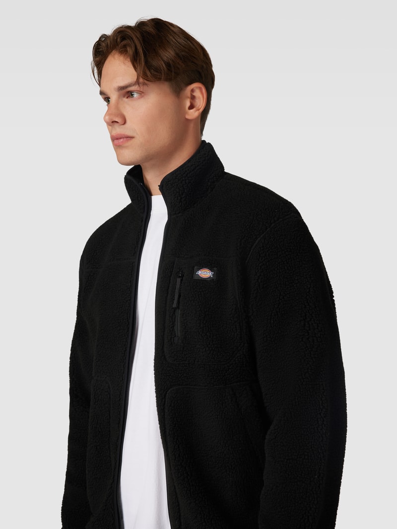 Fleecejacke mit Label-Patch Modell 'MOUNT HOPE' in schwarz