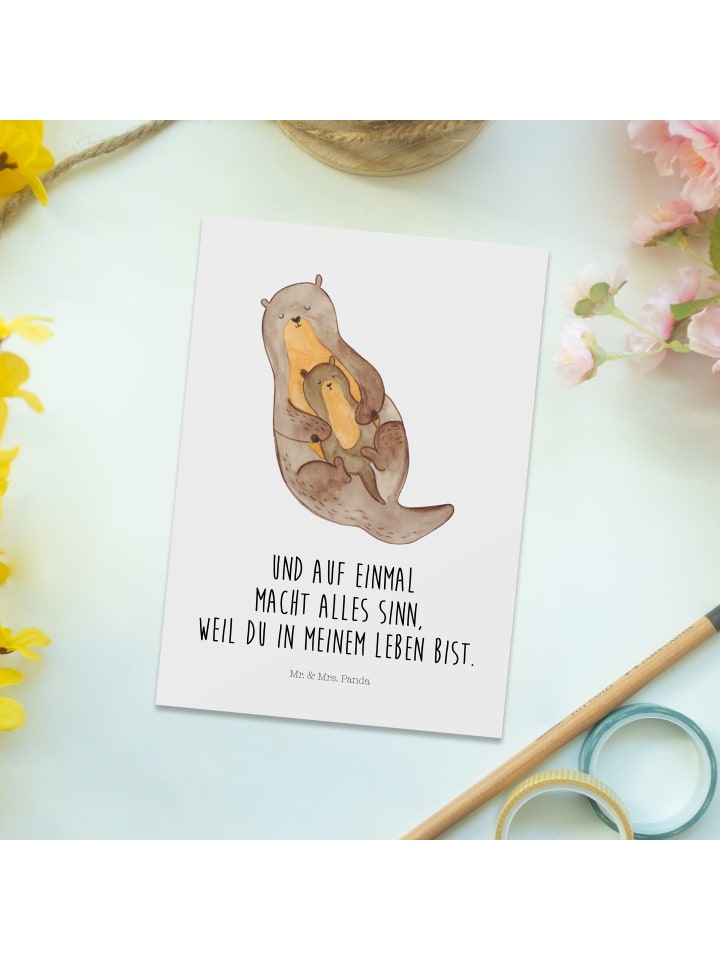 Mr. & Mrs. Panda Postkarte Otter Kind mit Spruch in Weiß günstig kaufen onesize