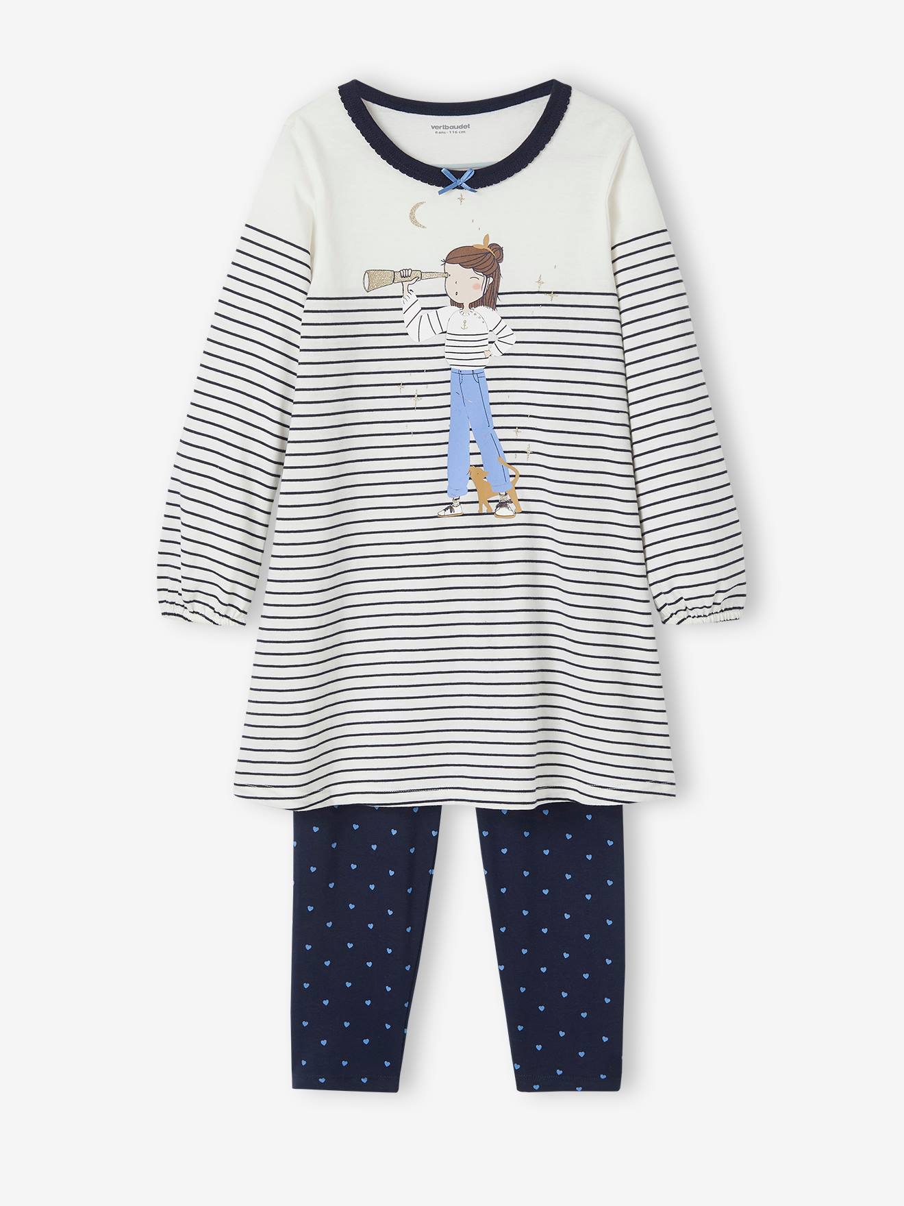 Vertbaudet Mädchen Nachthemd & Leggings - marine