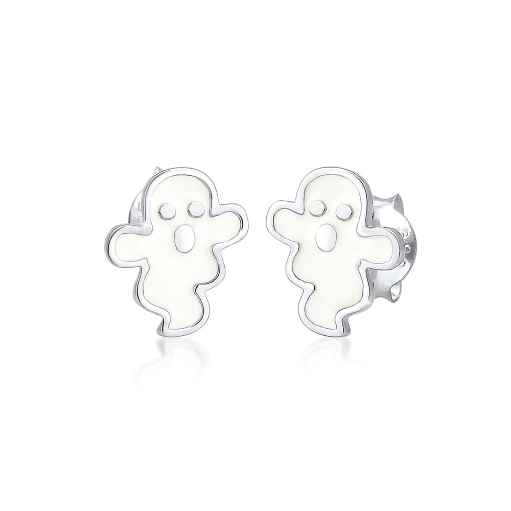 Elli Elli Boucles d'Oreilles Stecker Gespenst Geist Halloween Enamel 925 Silber Boucles d'oreilles