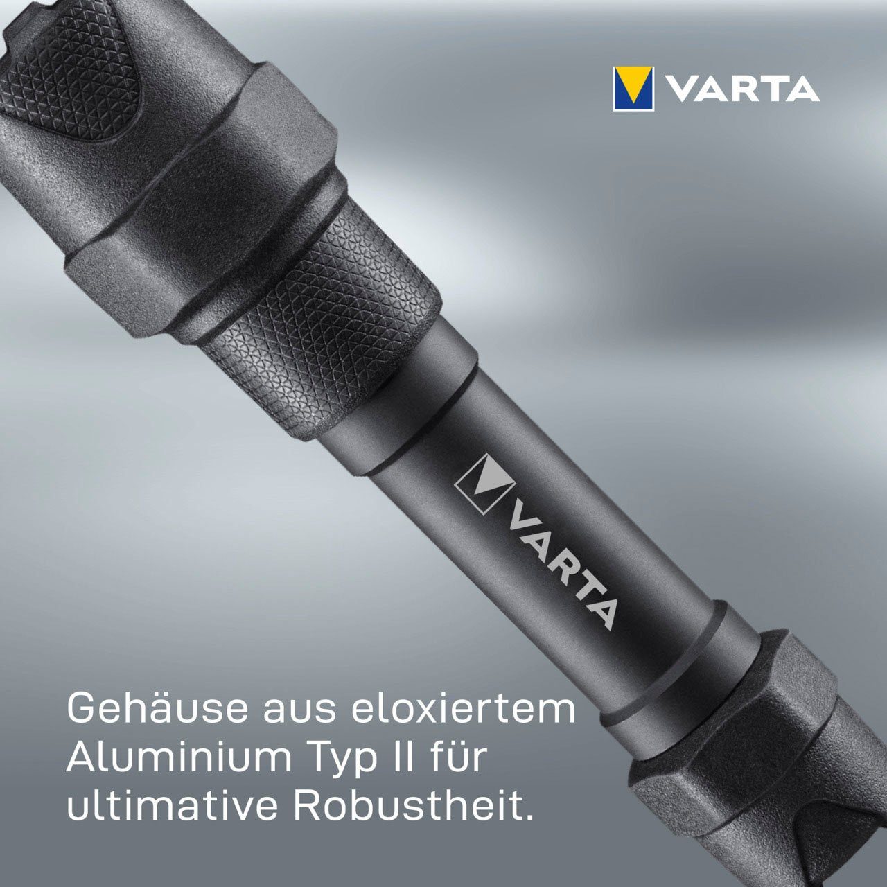 VARTA Taschenlampe Indestructible F20 Pro 6 Watt LED, wasser- und staubdicht, stoßabsorbierend, eloxiertes Aluminium Gehäuse