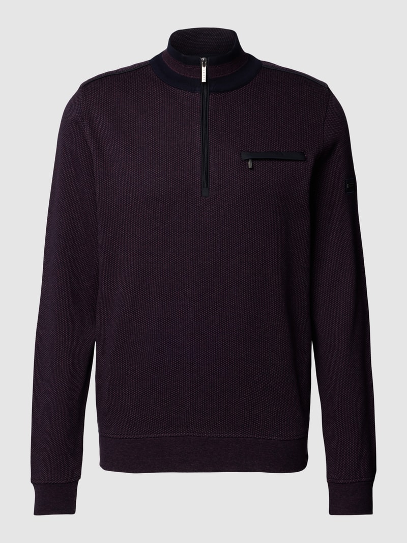 Sweatshirt mit Stehkragen in aubergine